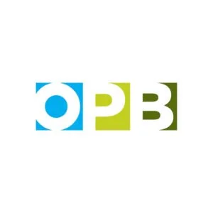 Logo with three letters: O, P, and B in blue, green, and dark green colors.