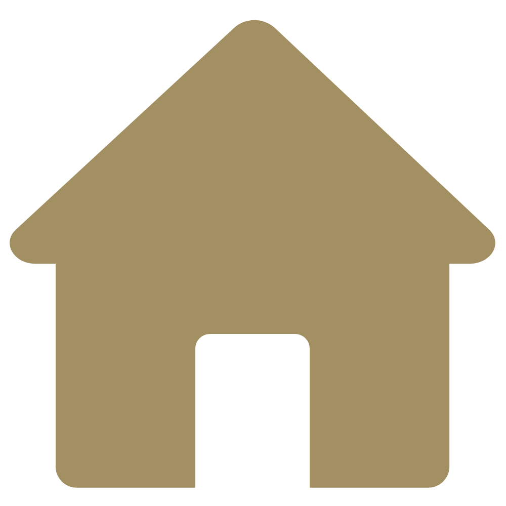 A beige house icon with a triangular roof and a rectangular door.