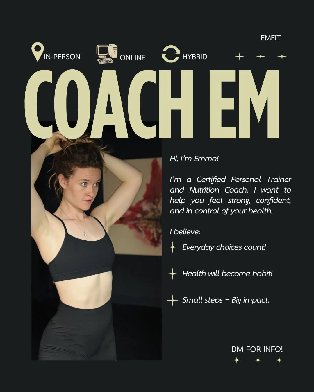 I believe the small choices we make every day have the power to completely transform our health &mdash; both mentally &amp; physically. 

My goal as a coach is to help people create balanced fitness and nutrition habits that make them feel stronger, 