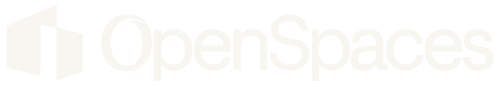 OpenSpaces logo in black and white.
