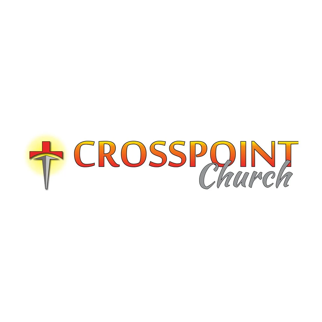Logo for Crosspoint Church with a sword and cross icon.