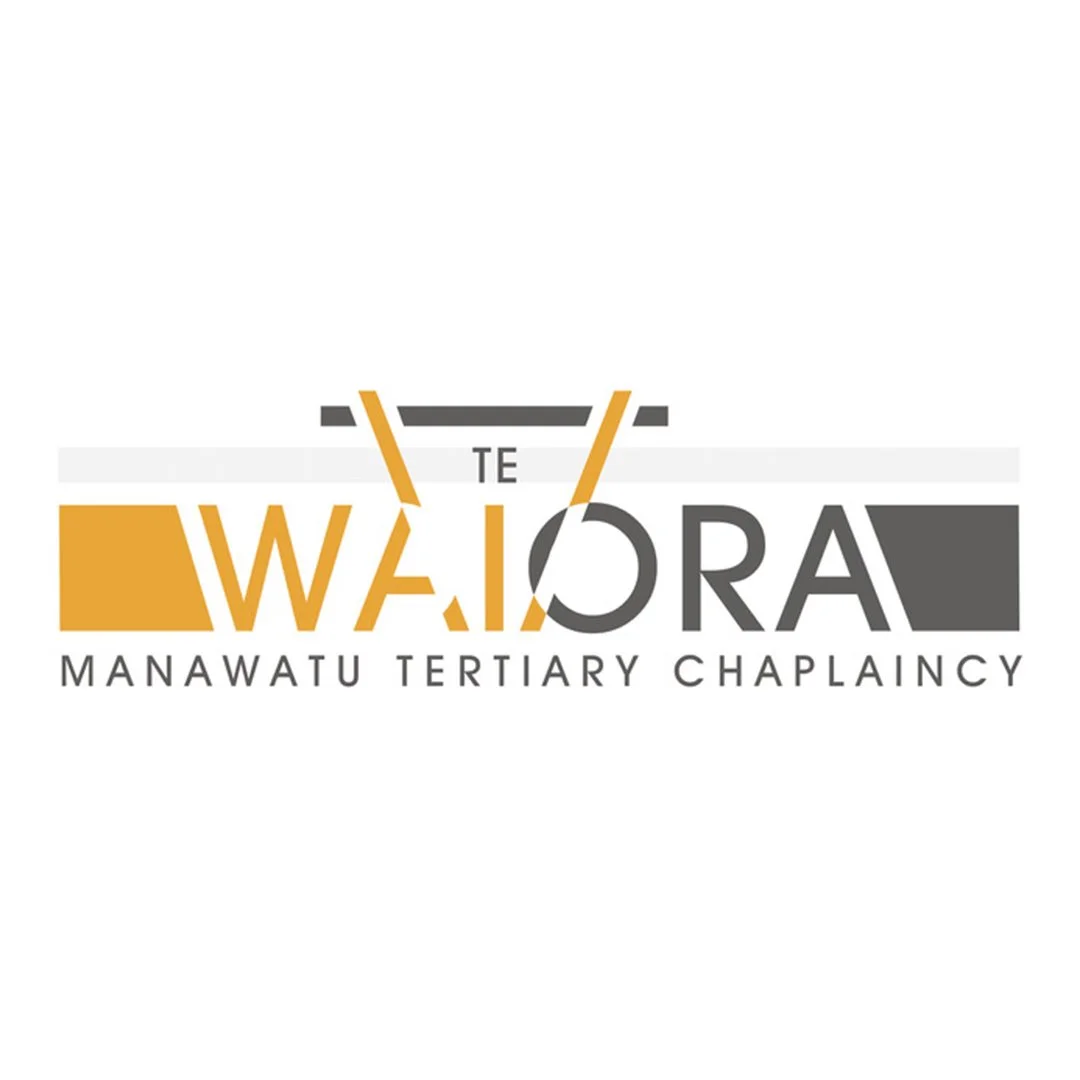 Logo for Te Wairoa Manawatu Tertiary Chaplaincy with stylized text and symbols.
