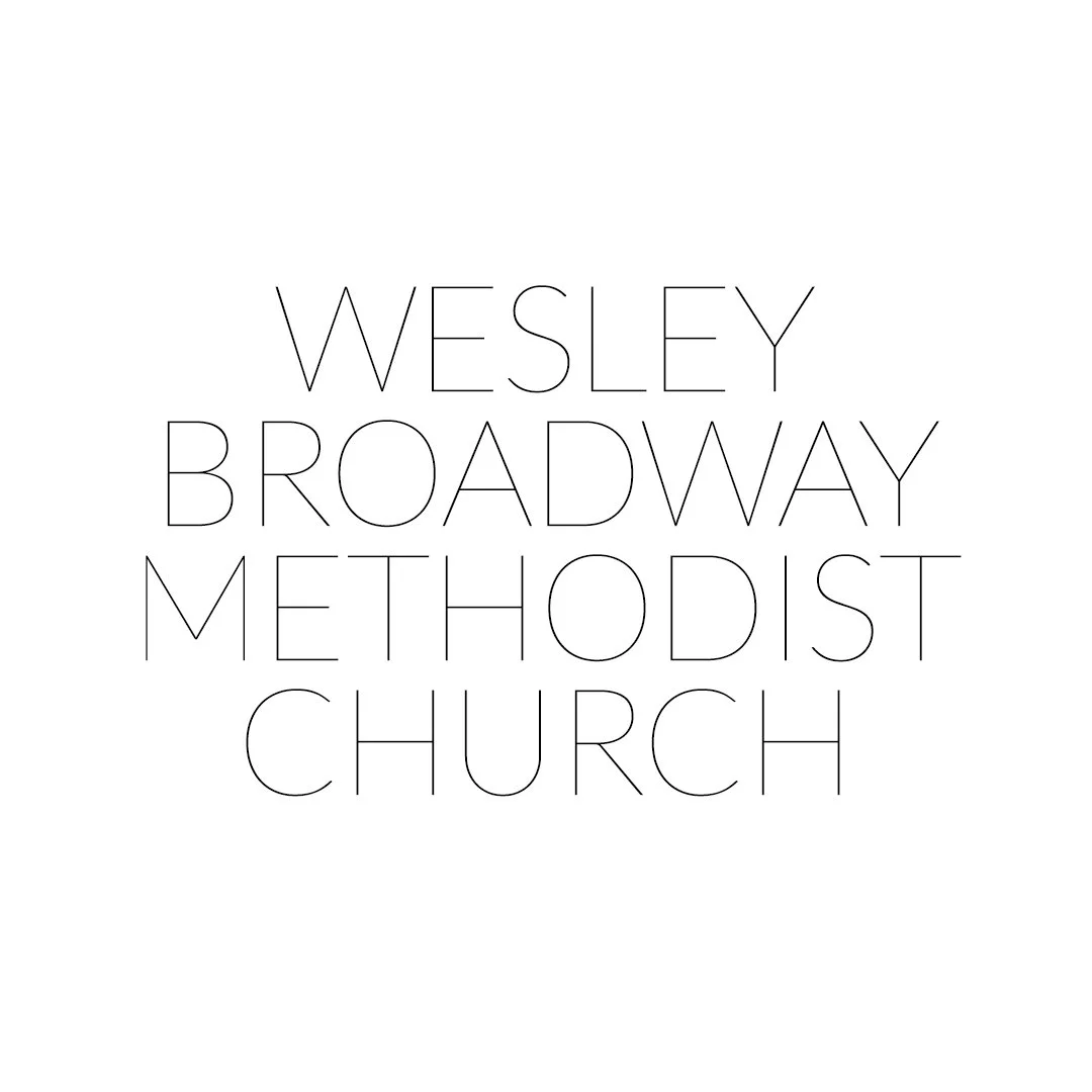 Text displaying the name of Wesley Broadway Methodist Church in a minimalist font.