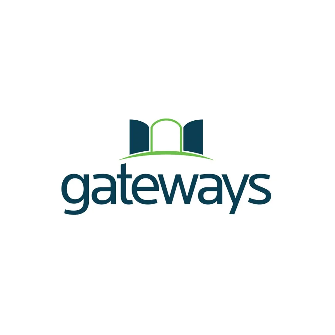 Logo for Gateways with a stylized archway above the word 'gateways'.