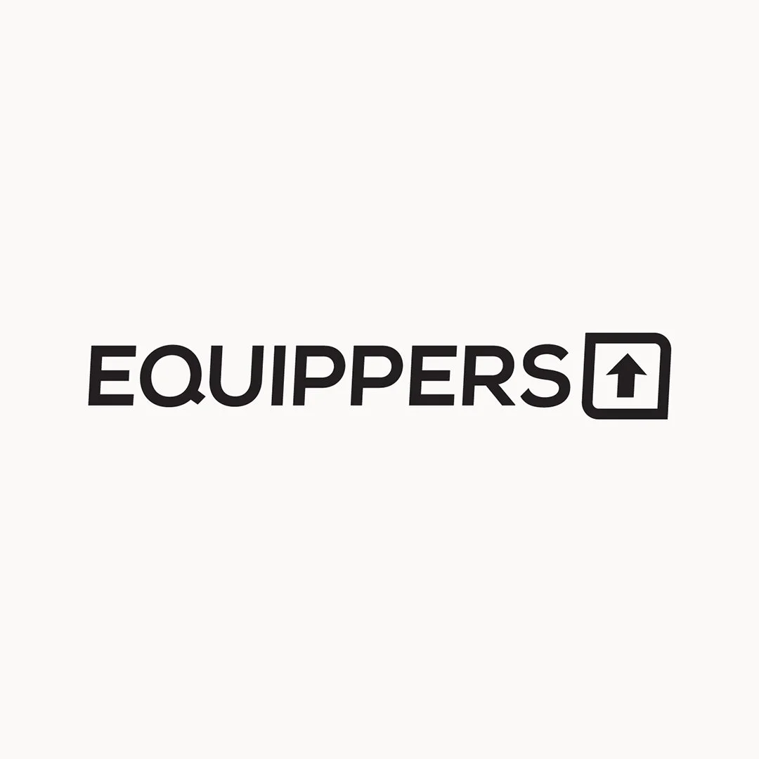 Logo with the word 'EQUIPPERS' and an upward arrow icon inside a square to the right.