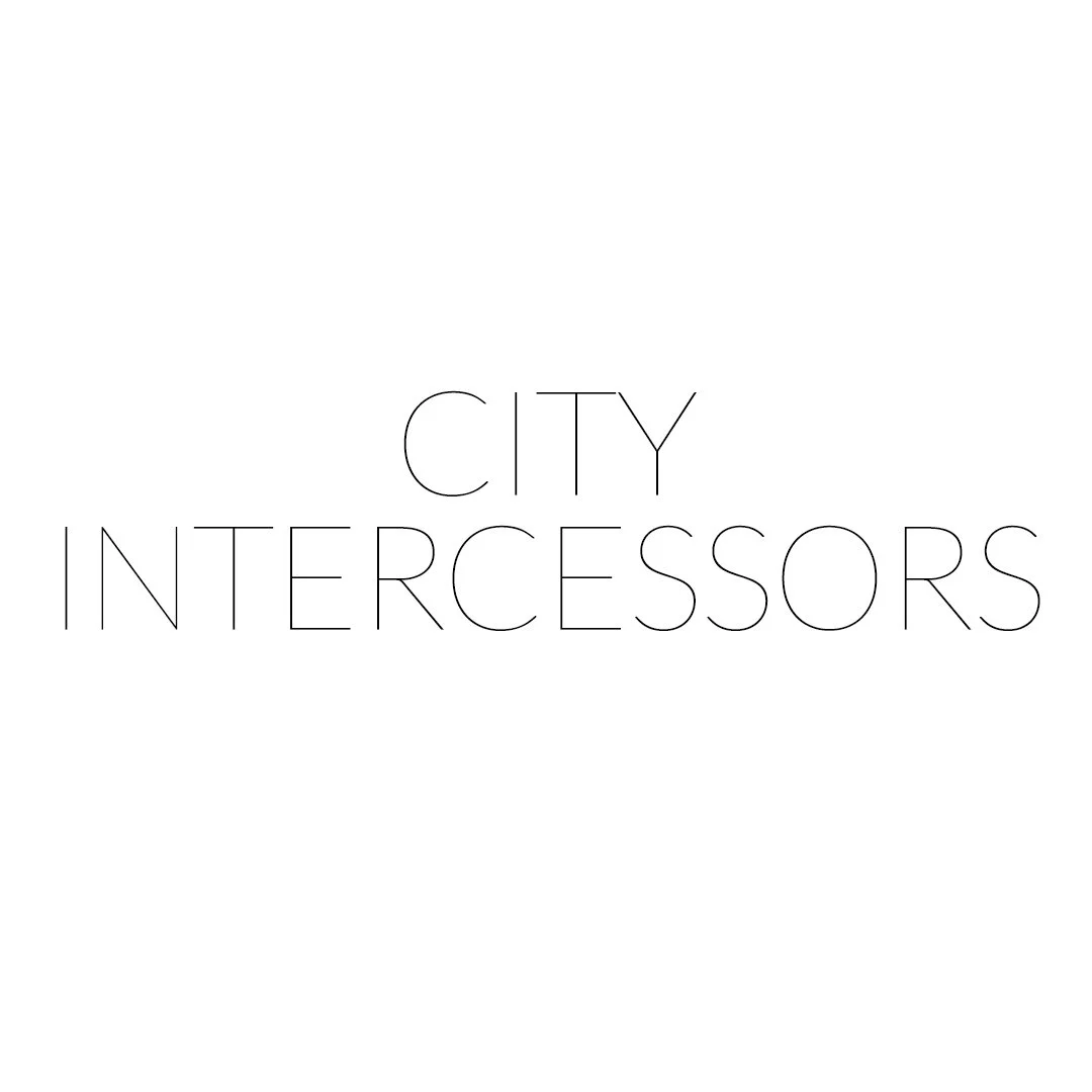 Minimalist logo with the text 'CITY INTERCESSORS' in thin, black, uppercase letters on a white background.