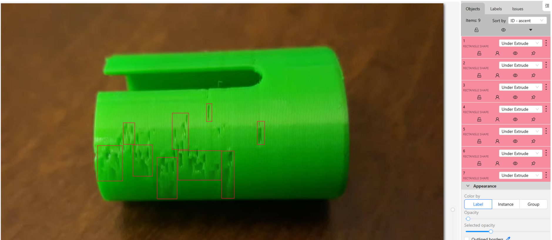 Training Image Labeling Example (Underextrusion)
