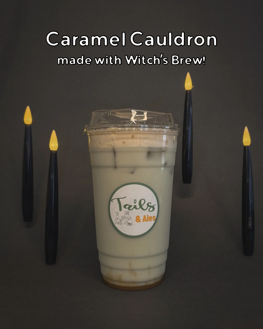 Tails and Ales' new Caramel Cauldron Dirty Soda, made with Witch's Brew.