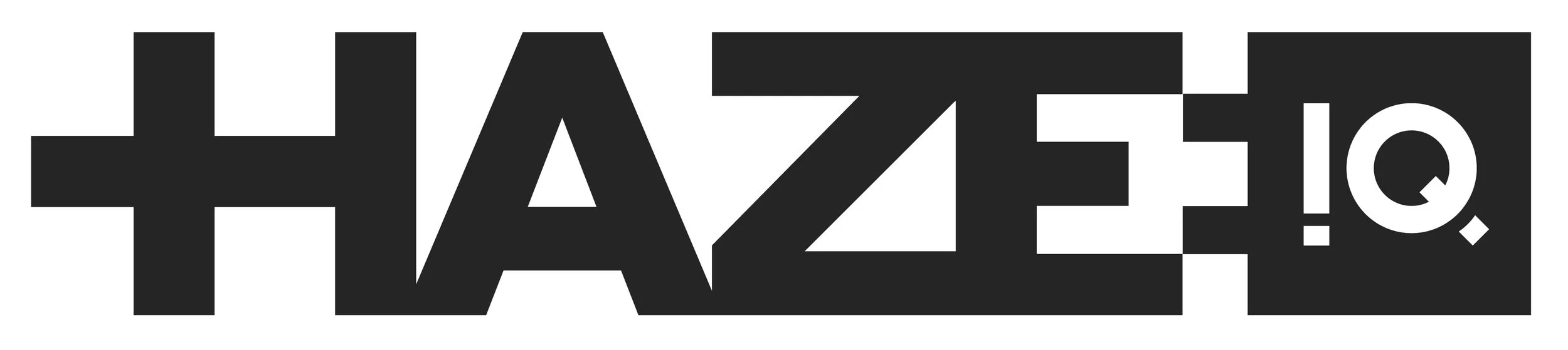 Bold, black text reads 'HAZEIQ' with a plug styled iq square attached to the end of the word haze