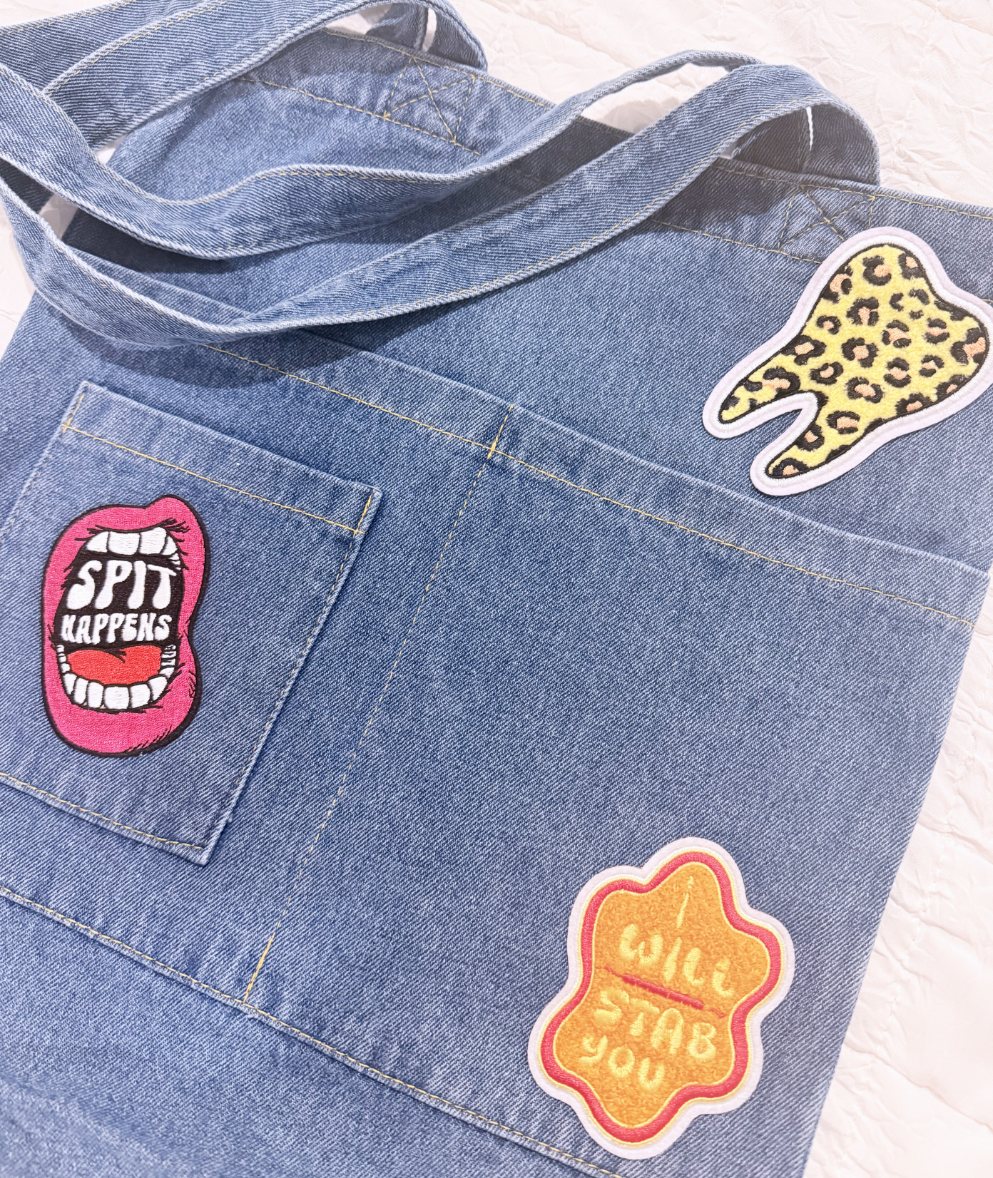 Throwback Light Denim Tote + Patches + TBT Scarf