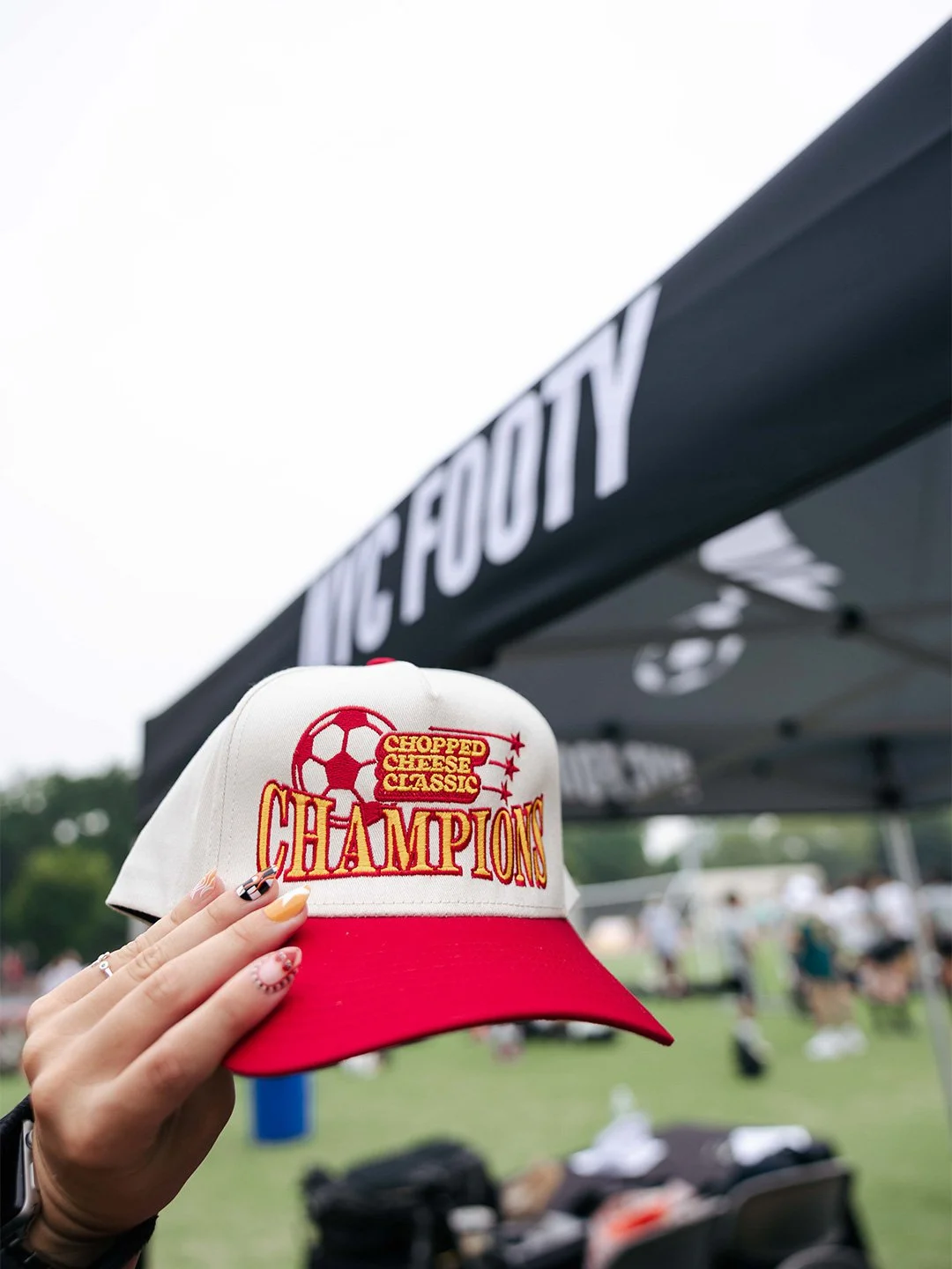 Day 1 took us by storm... Order is up for Day 2️⃣ this weekend 🧀⚽👀

We're running it back @ McCarren Park this Saturday and this time, swag from @wheredugetthathat is on the line. 🎩 Spotted on Bad Bunny, Mamdani, To&ntilde;ita Kareem Rahma &hellip