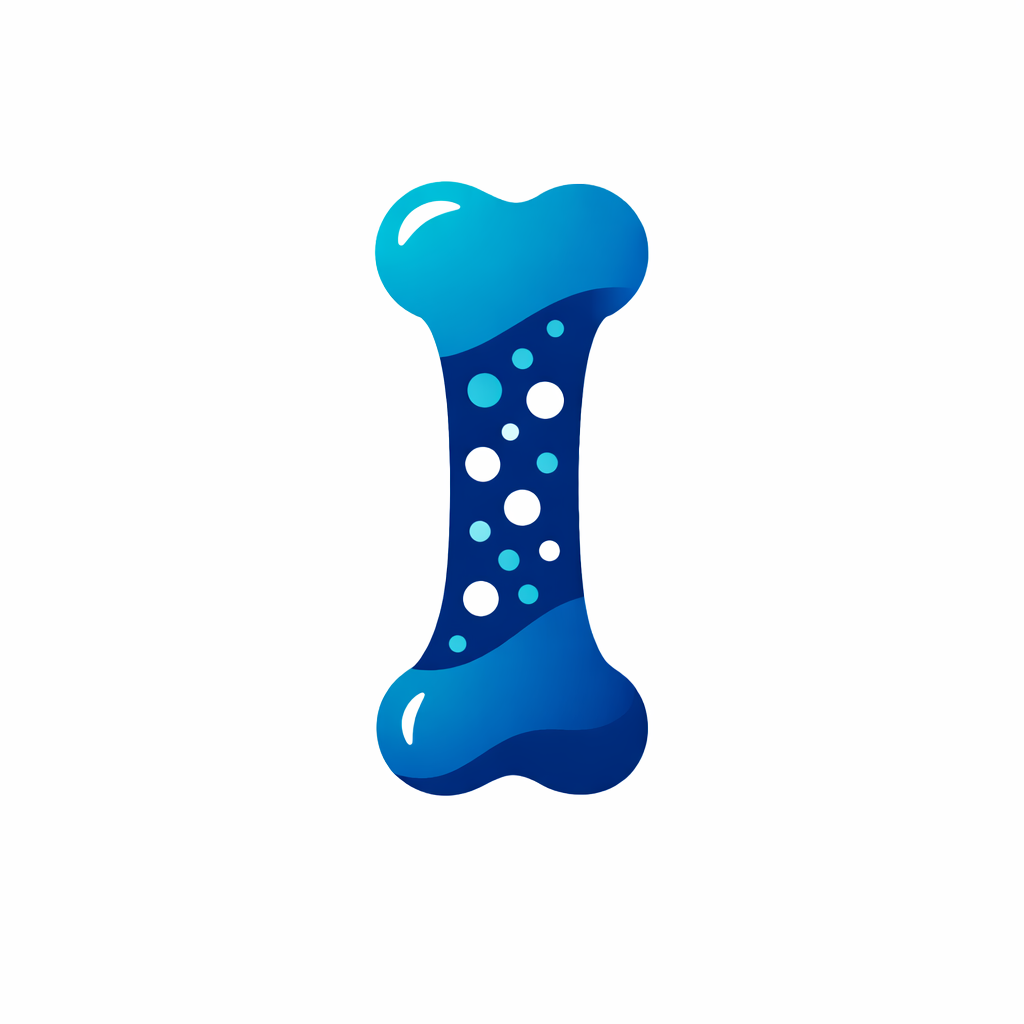 A blue dog chew toy with bubbles inside, shaped like a bone.