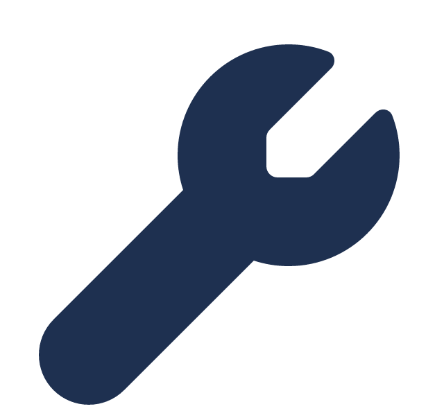 Dark blue wrench icon on a black background.