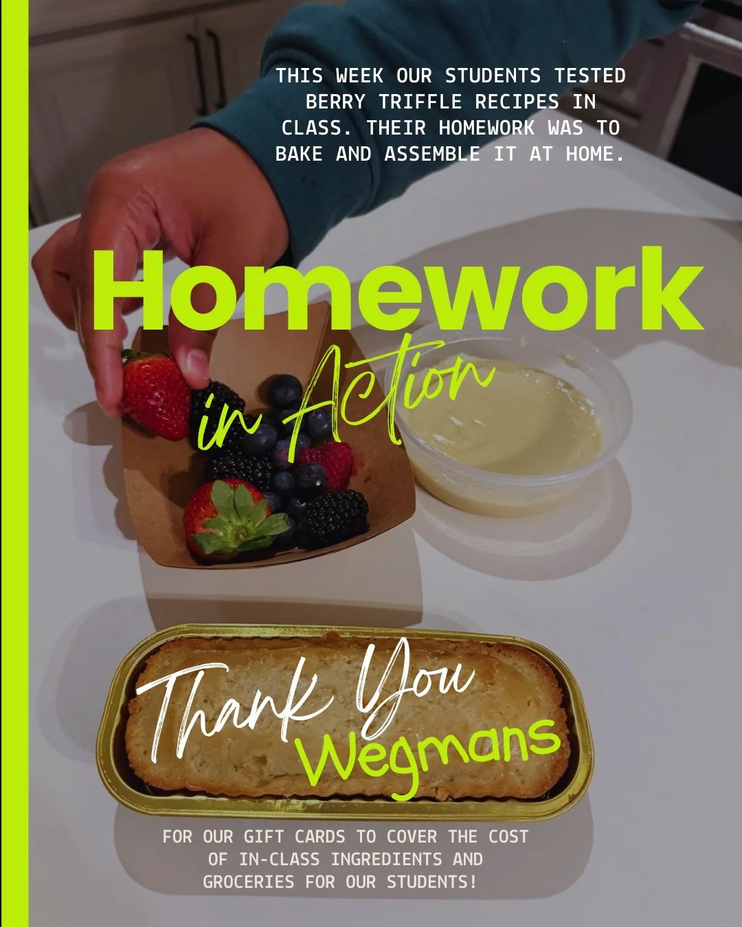 Super proud of our afterschool crew from The Young Cooks Society. This semester not only do they show up and give their best self after school. They&rsquo;re taking home ingredients for a little Culinary homework.  Shout out to @wegmans for supportin