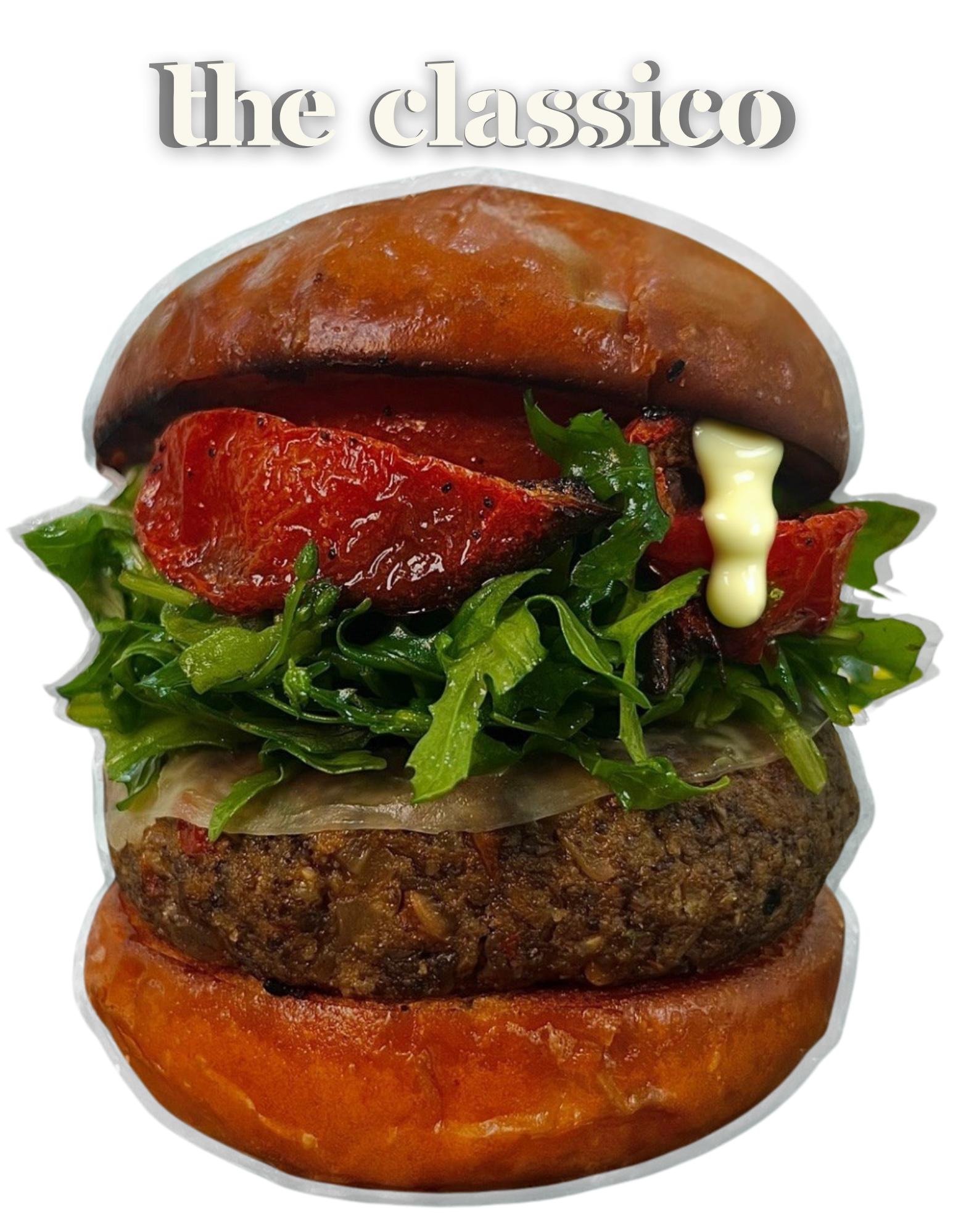 A burger with a toasted bun, fresh lettuce, grilled tomato, seasoned beef patty, and melted cheese, topped with mayonnaise.