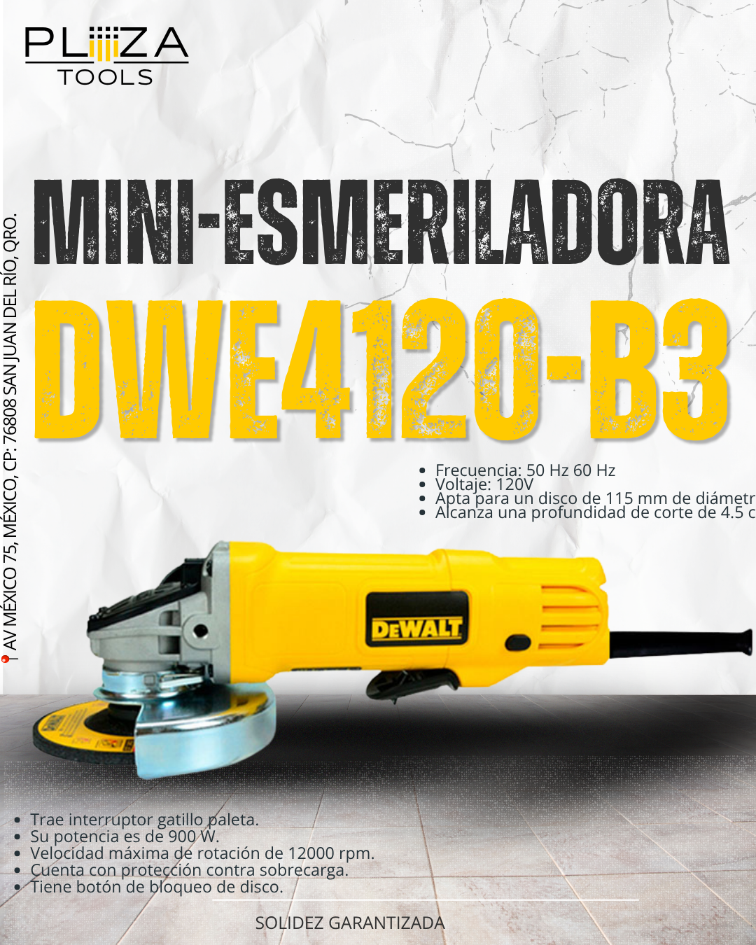 DWE4120-B3 Mini Pulidora 900W DeWalt