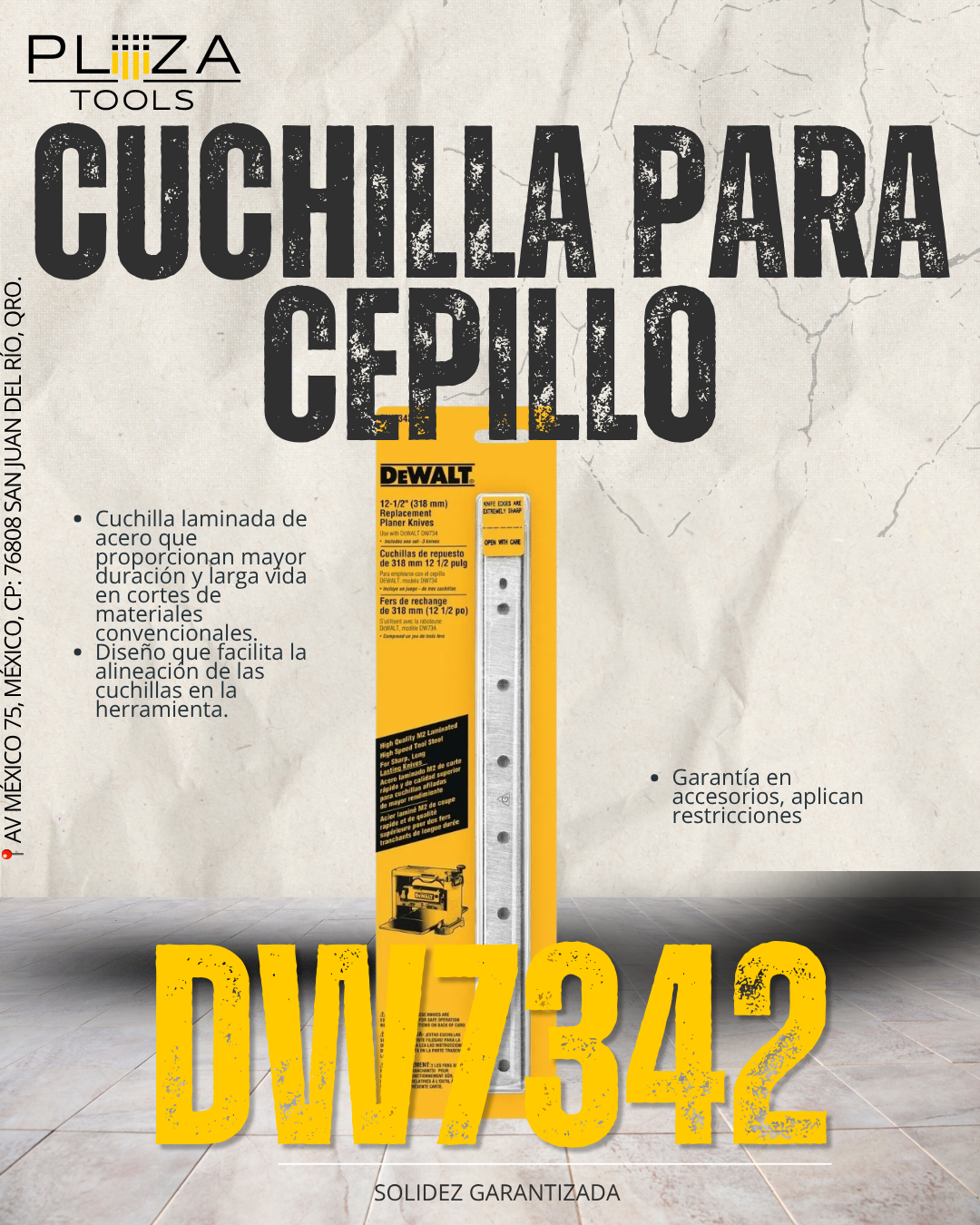 DW7342 Cuchillas de Reemplazo 12-1/2” para Cepillo Canteador DEWALT