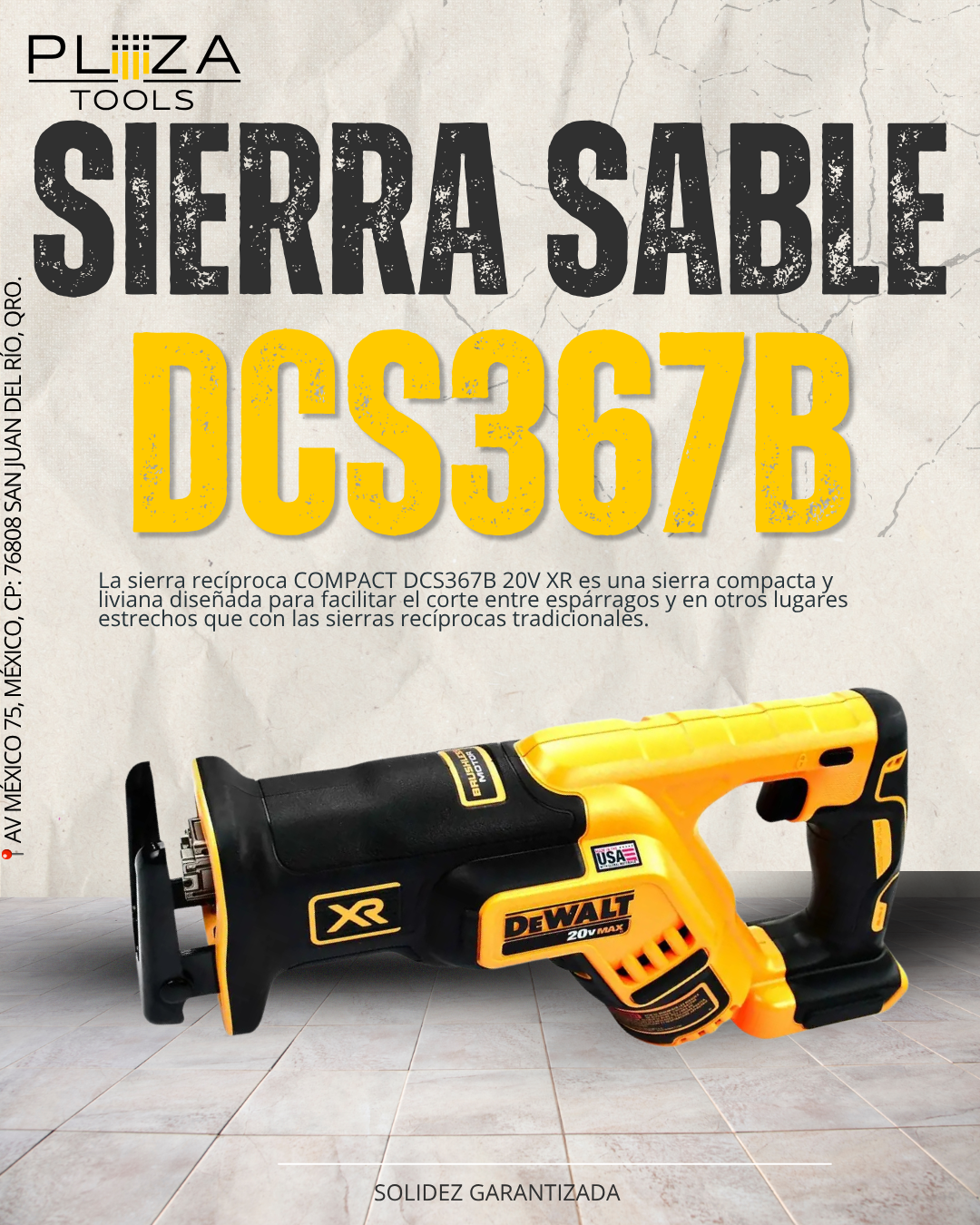 DCS367B-B3 Sierra Recíproca Brushless 20V MÁX XR DEWALT