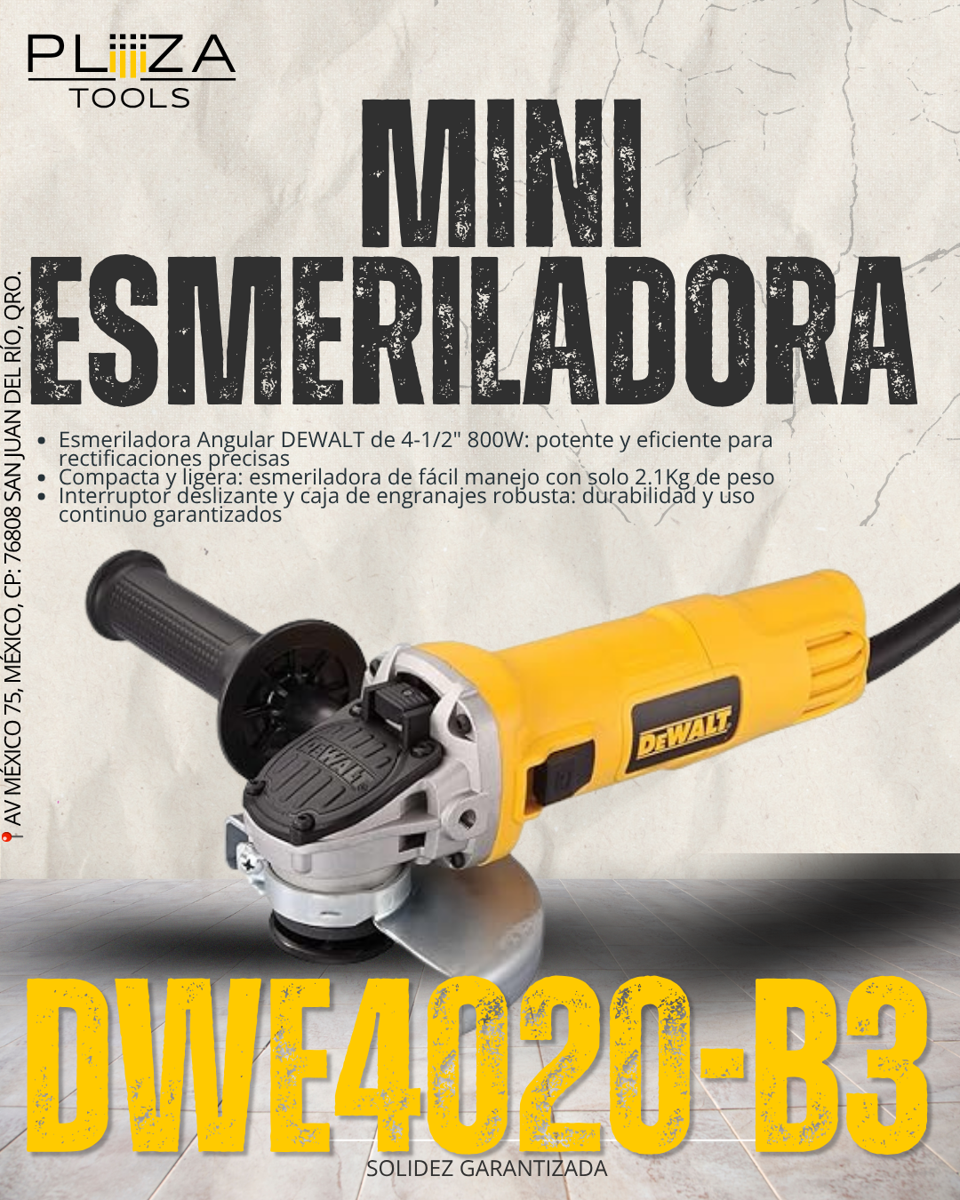 DWE4020-B3 Esmeriladora Angular 4-1/2'' DEWALT