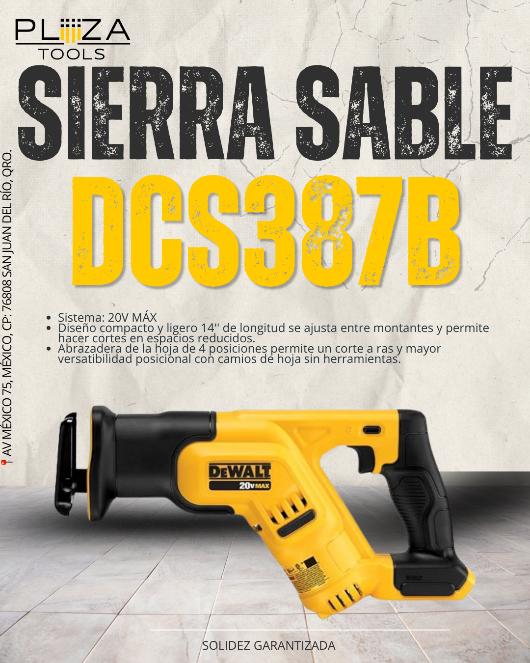 DCS387B Sierra Recíproca Compacta 20V MÁX DEWALT