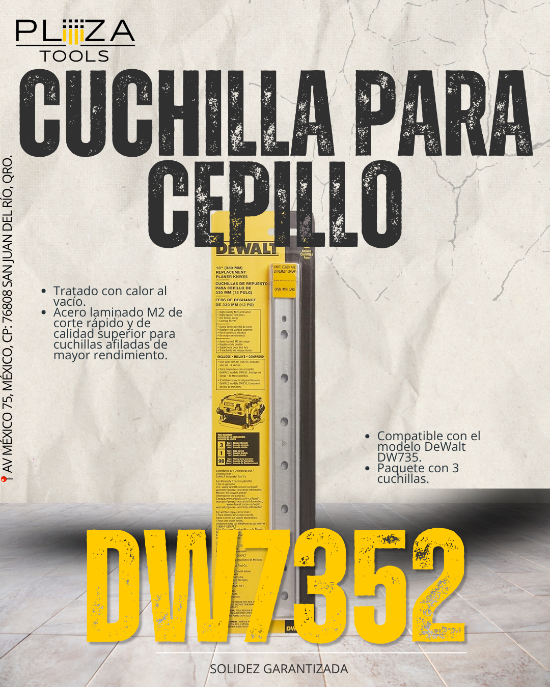 DW7352 Cuchillas de Repuesto para Cepillo de 13" DeWalt