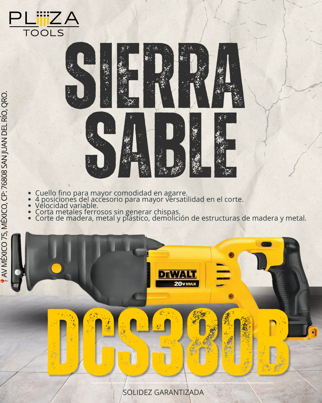 DCS380B Sierra Sable inalámbrica Dewalt