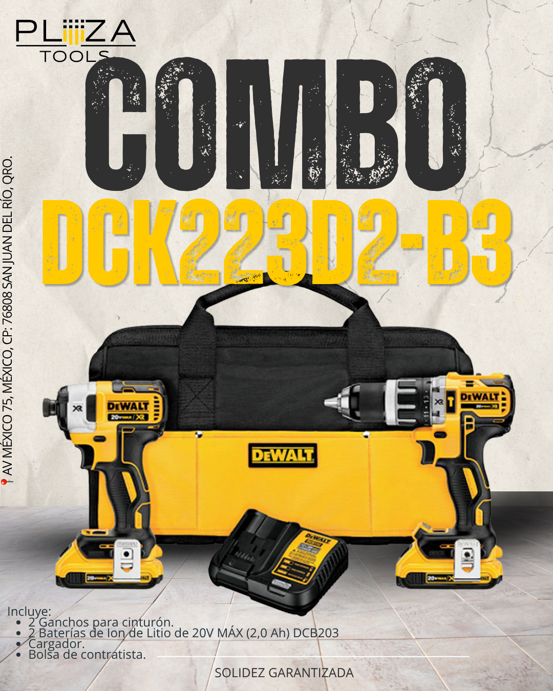 DCK223D2-B3 Kit de Taladro Percutor 1/2'' y Atornillador de Impacto 1/4'' Brushless DEWALT