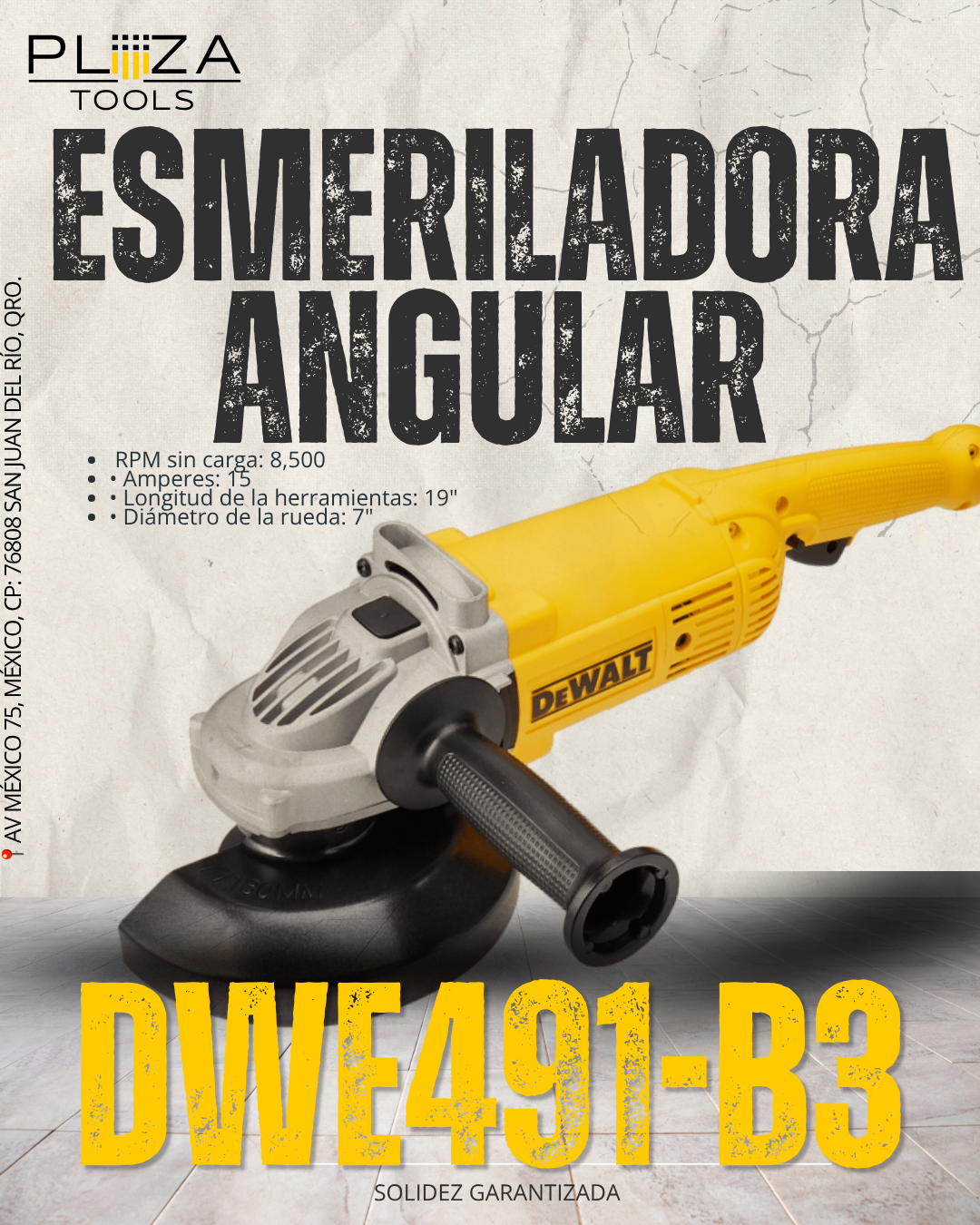DWE491-B3 ESMERILADORA ANGULAR 7" 2200 WATTS DEWALT