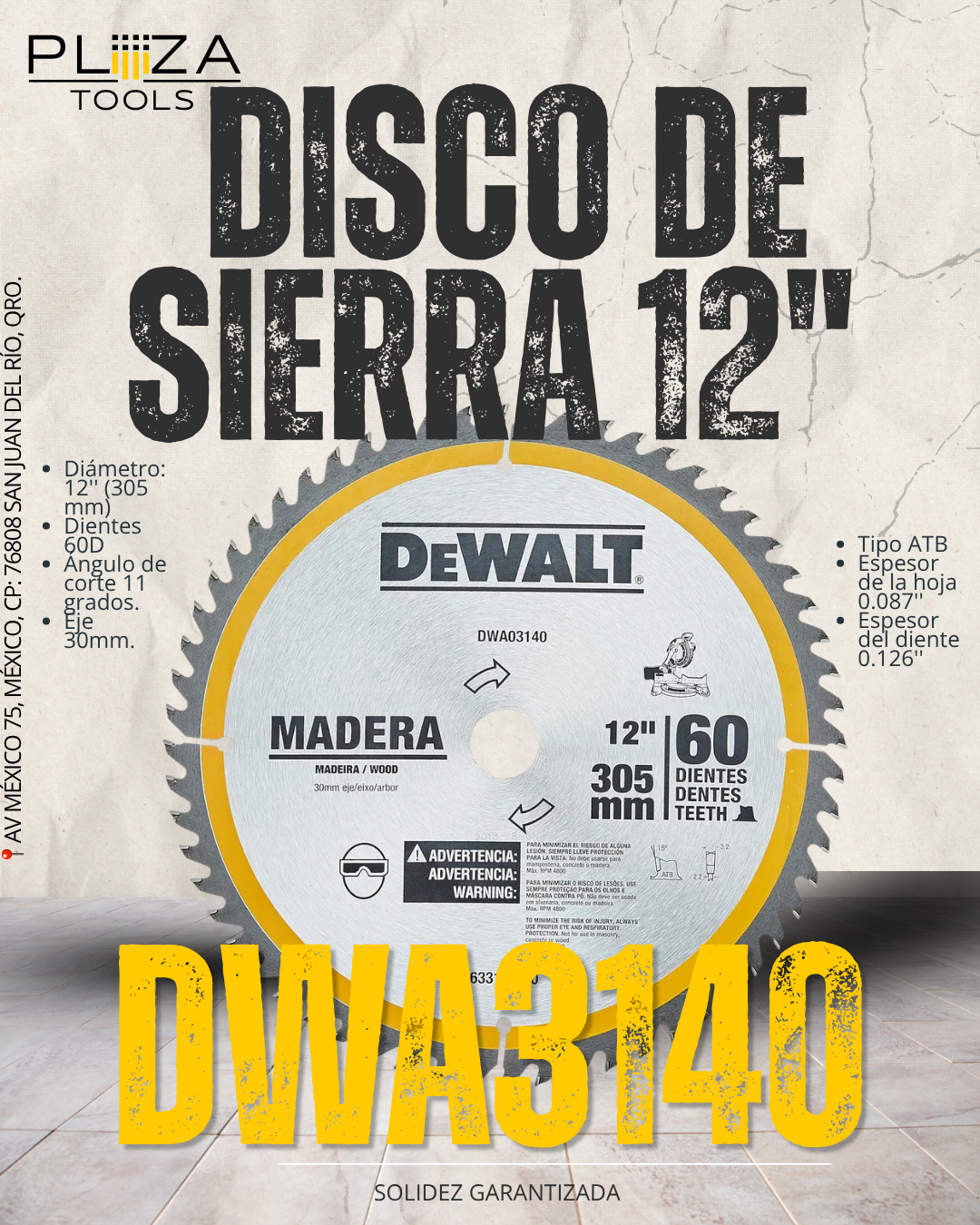 DWA03140 Disco Sierra 12'' X 60T DEWALT