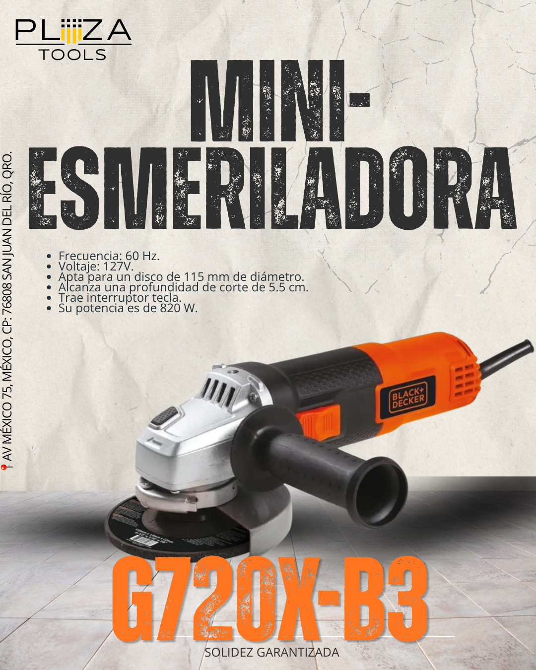 G720X-B3 Miniesmeriladora Angular Black+Decker