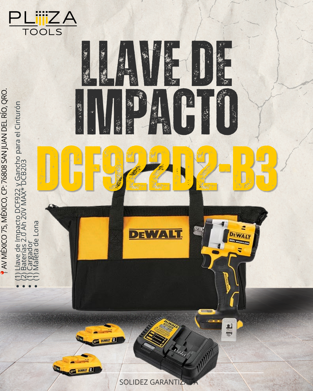 DCF922D2-B3 KIT DE LLAVE DE IMPACTO DE 1/2" CON PIN DE RETENCION DEWALT