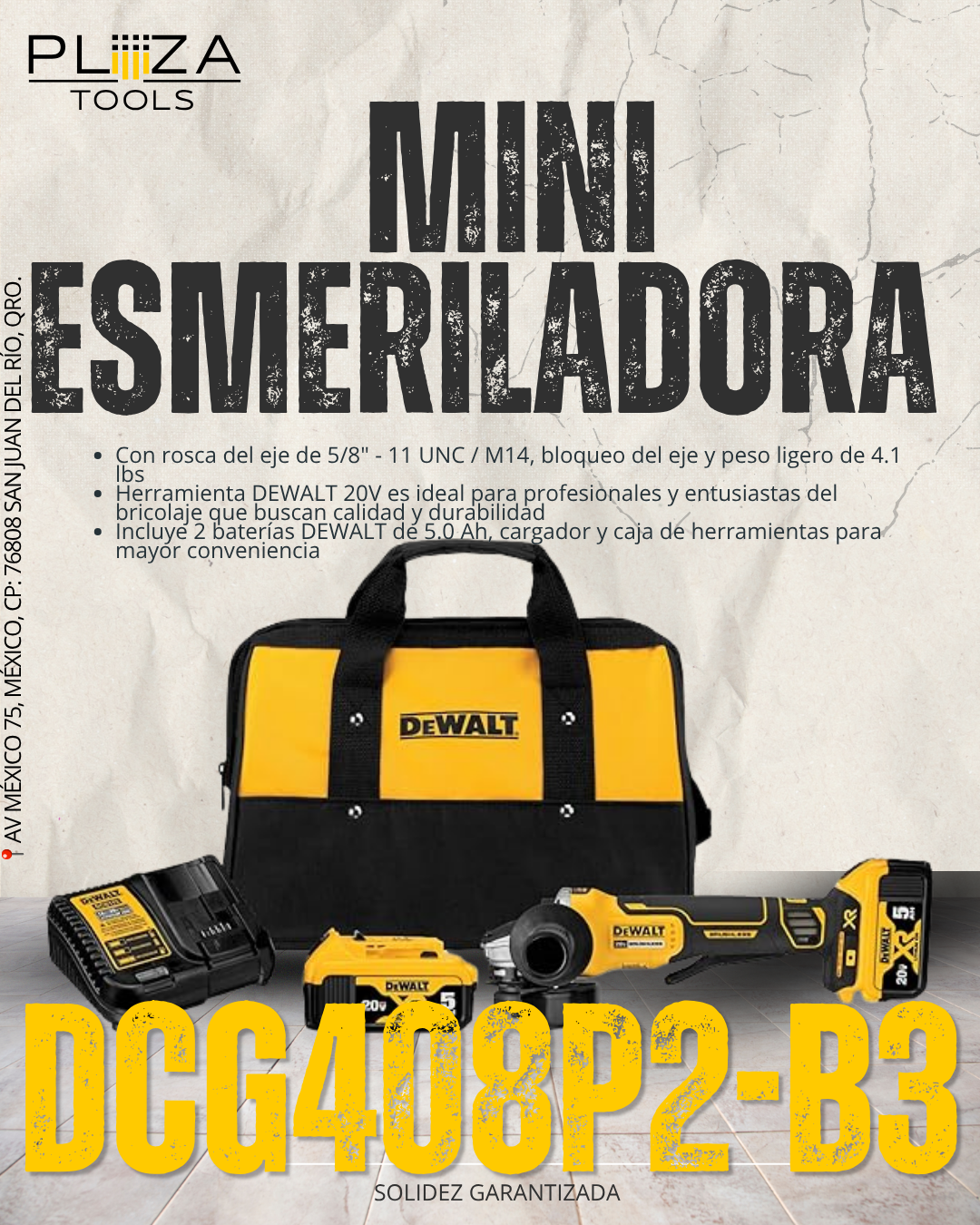 DCG408P2-B3 KIT PULIDORA INALAMBRICA DE 4-1/2PULG 20V DEWALT