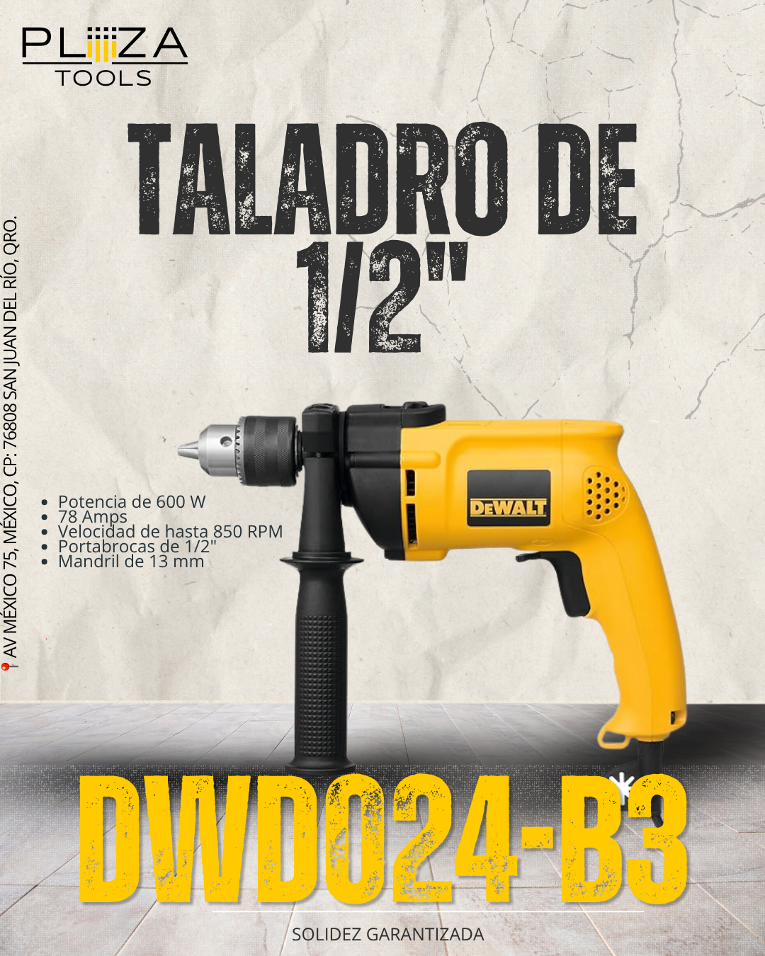 DWD024-B3 Rotomartillo VVR de 1/2" 13 mm 710w DeWalt