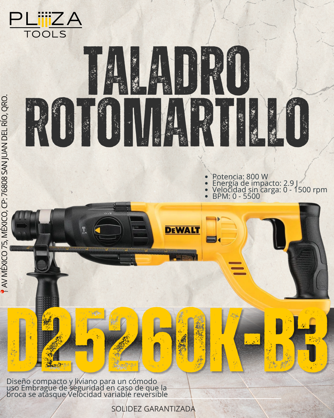 D25260K-B3 Rotomartillo SDS Plus DeWalt