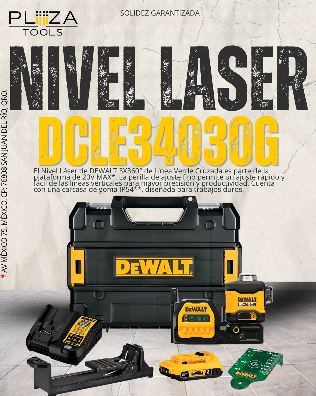 DCLE34030G NIVEL LASER 360 grados CON BATERIA 20V VERDE