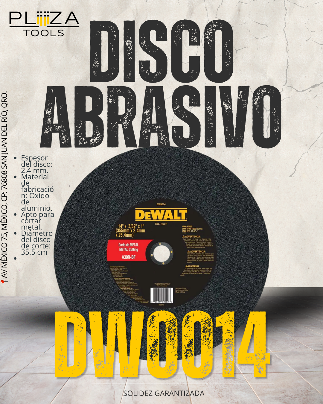 DW0014 Caja de Discos Abrasivos 14" DeWalt