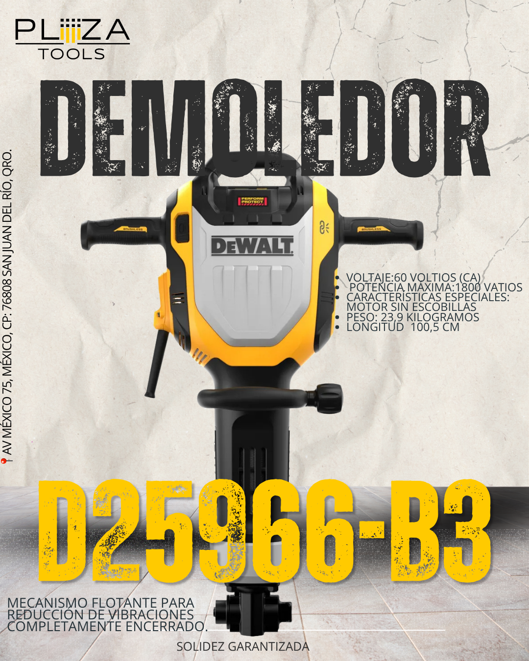 D25966-B3 MARTILLO DEMOLEDOR HEXAGONAL 1800W DEWALT
