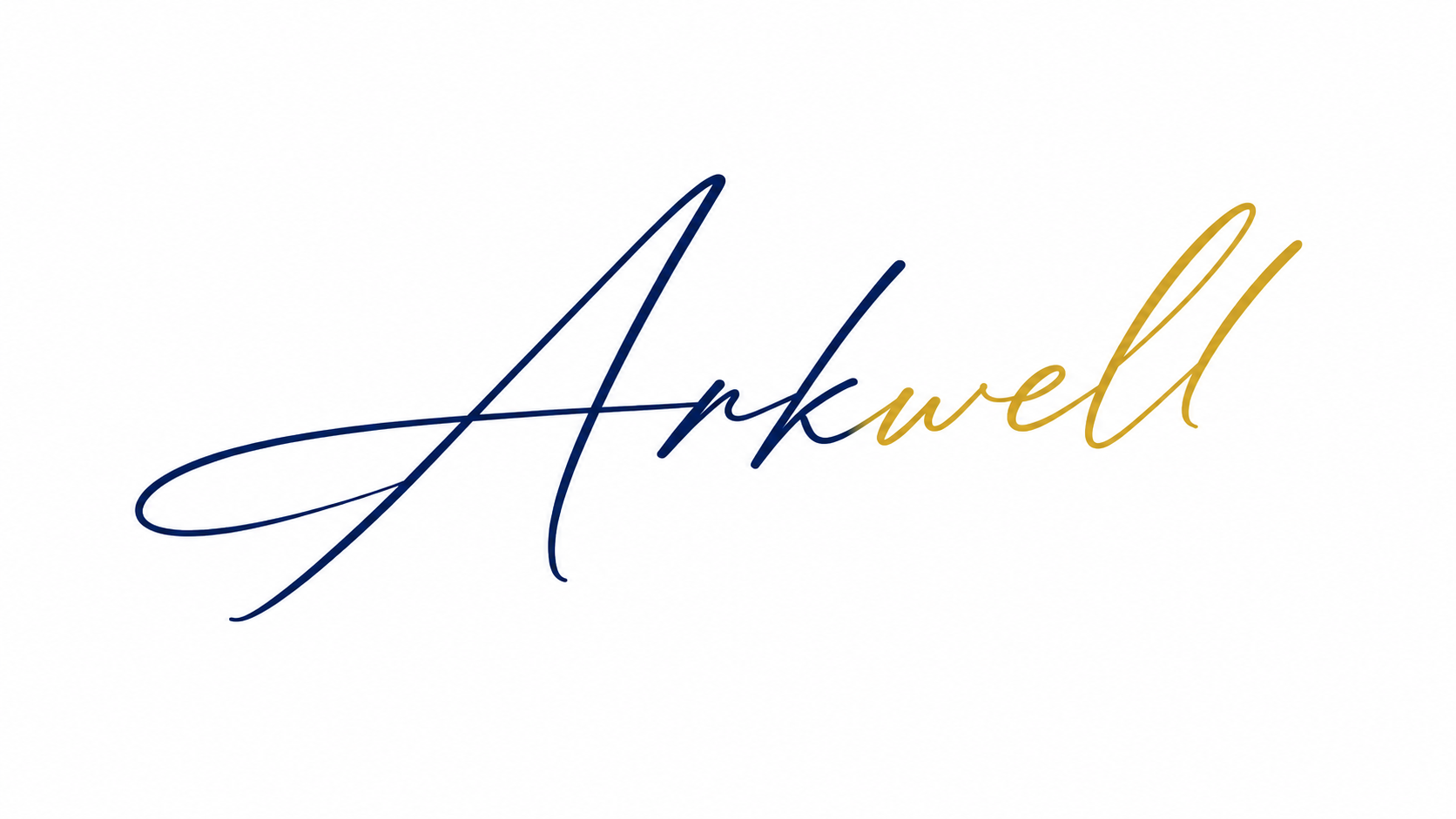 Decorative Arkwell brand signature in blue and gold script.
