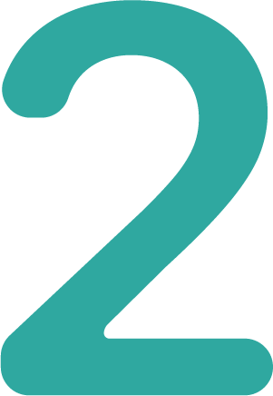 A large teal number 2 on a black background.