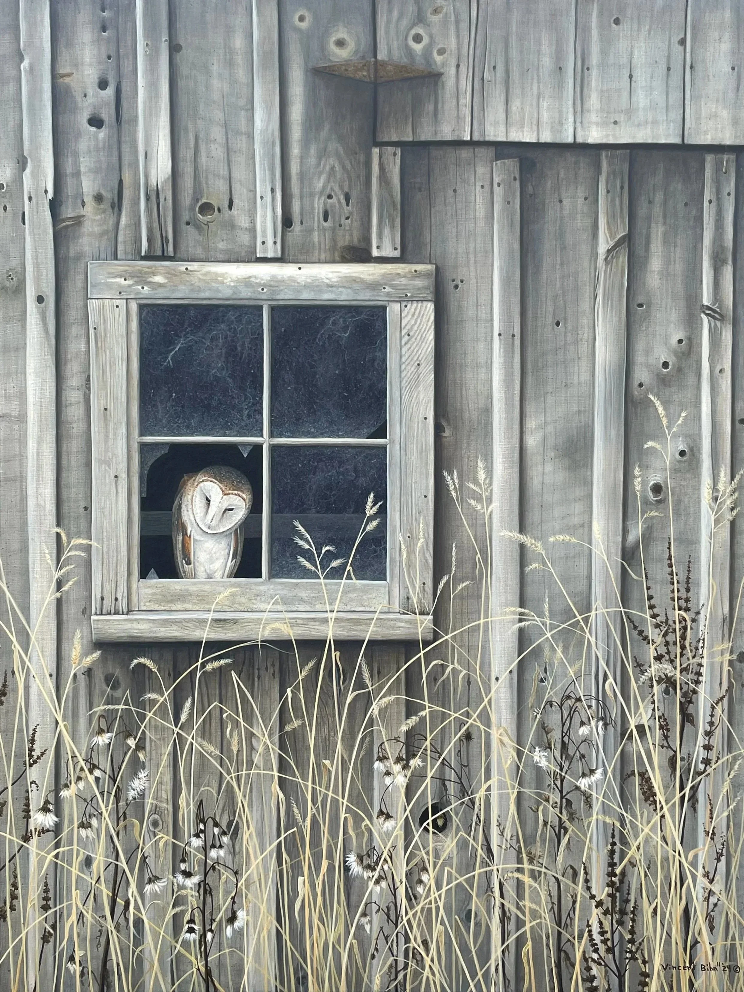 No Place Like Home (Barn Owl) - Original Acrylic Painting