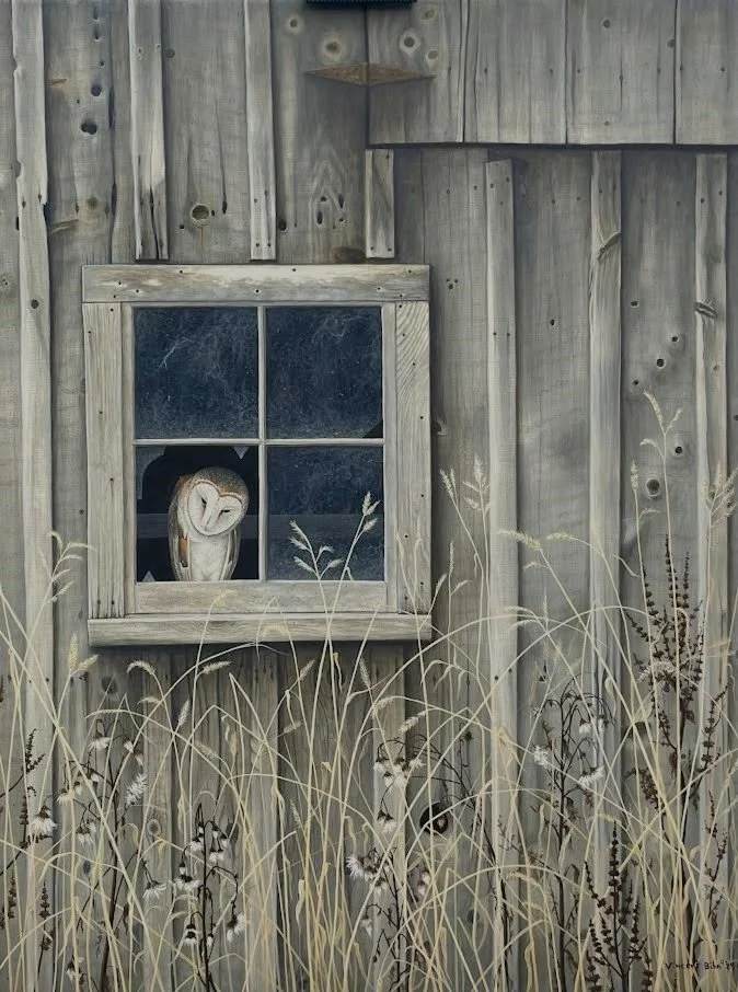 No Place Like Home (Barn Owl) - Original Acrylic Painting