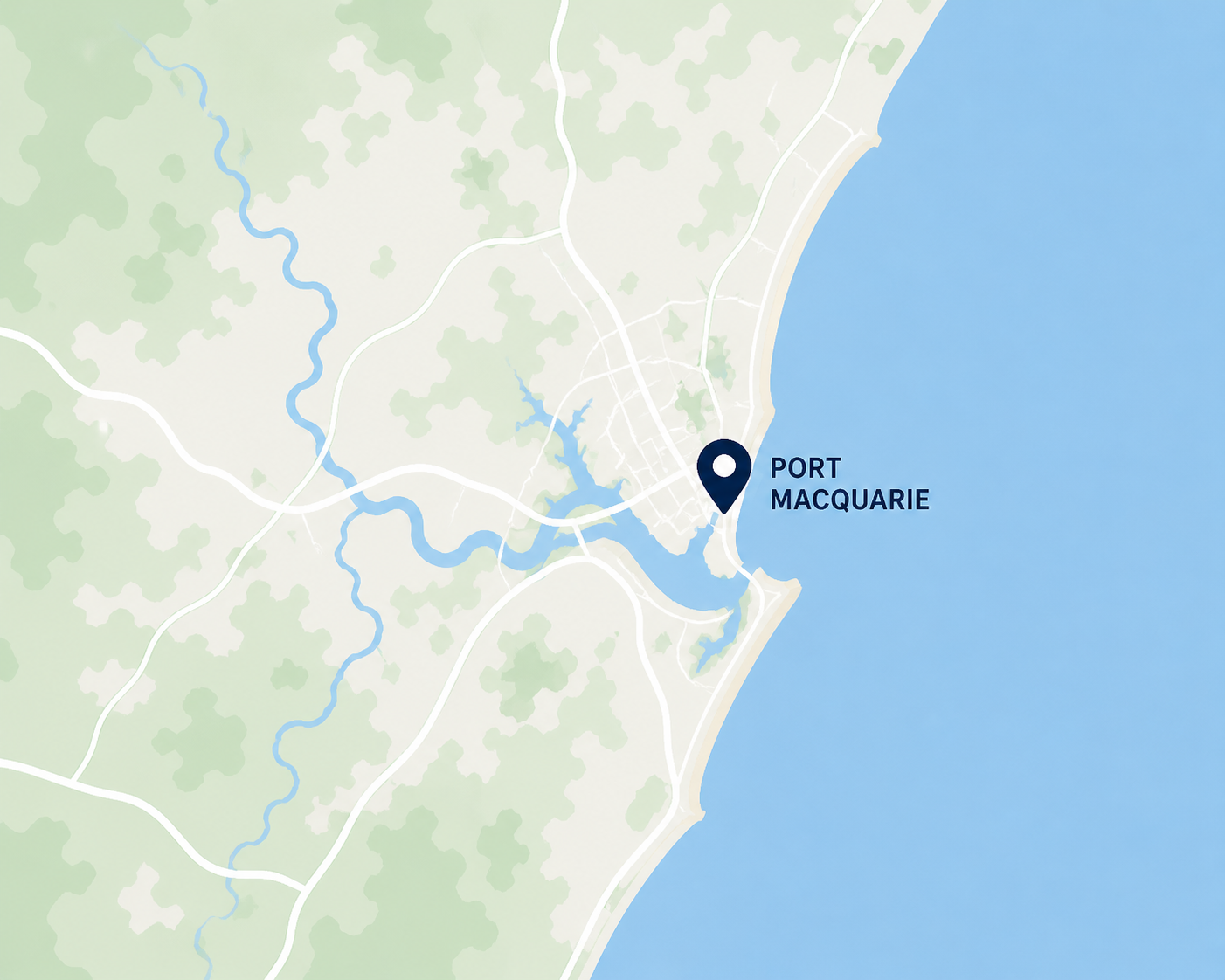 WickyLeaks Plumbing service area map — Port Macquarie and surrounding suburbs