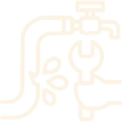 Illustration of a person's head with a faucet and wrench, symbolizing plumbing or fixing a plumbing issue.