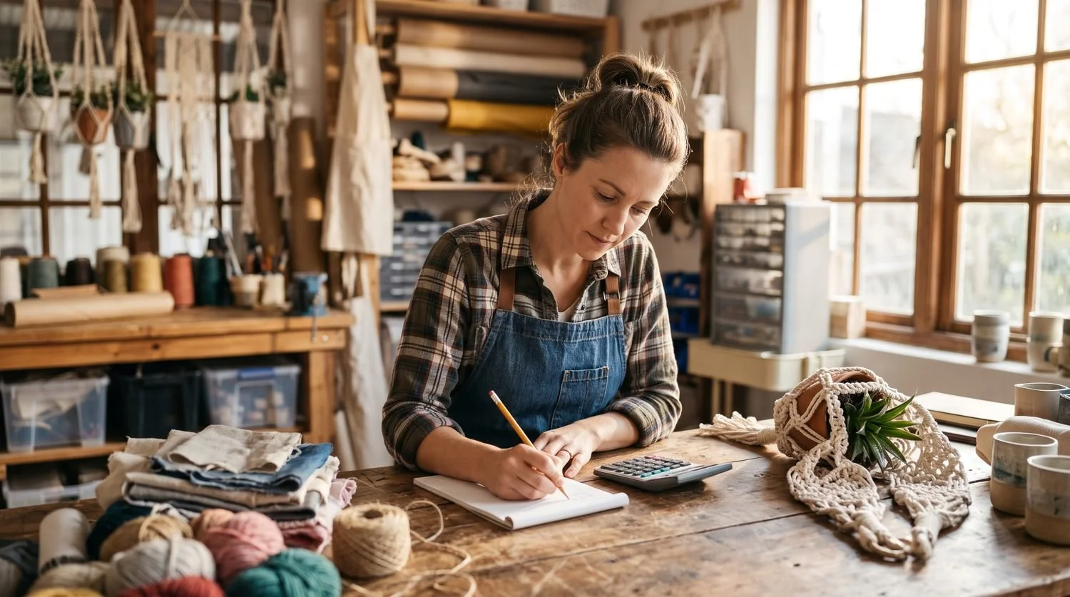 Business owner calculating the cost to deliver one product before setting a price