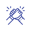 Two hands clapping together, symbolizing applause or celebration.