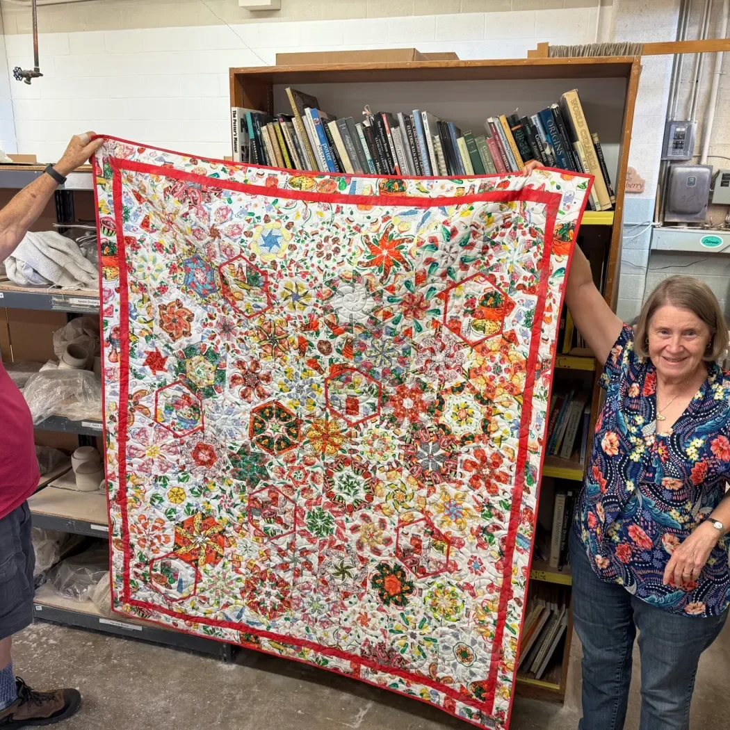 Colorful quilt to be raffled off at the Austin Empty Bowl event.