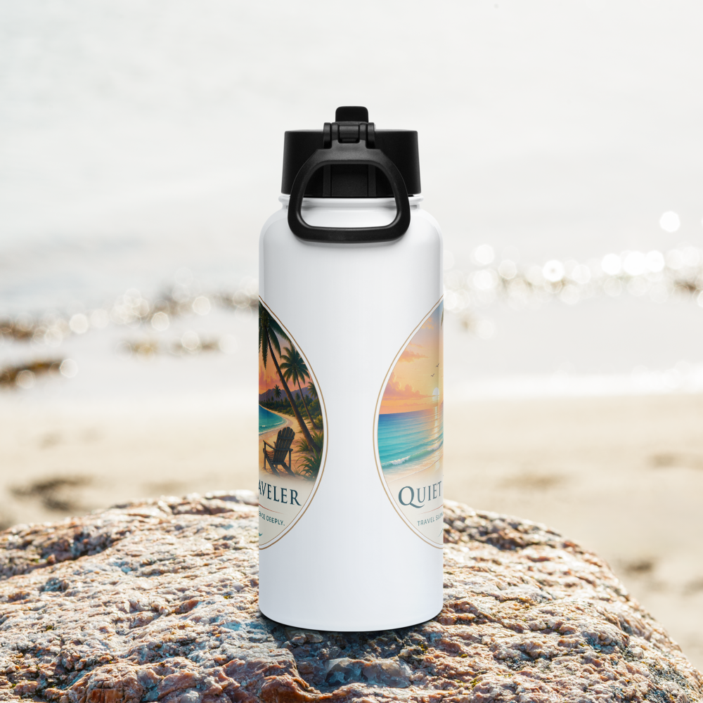 Quiet Traveler Stainless Steel Water Bottle with Straw Lid