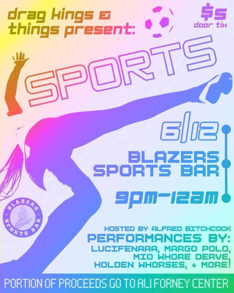 We are so excited for Drag Kings and Things this Friday, June 12!🥳 We have a gorgeous line up of fabulous drag artists, it&rsquo;s gonna knock your gay socks off!!🤗 

Tickets are $5 at the door and a portion of the proceeds will be going to the Ali