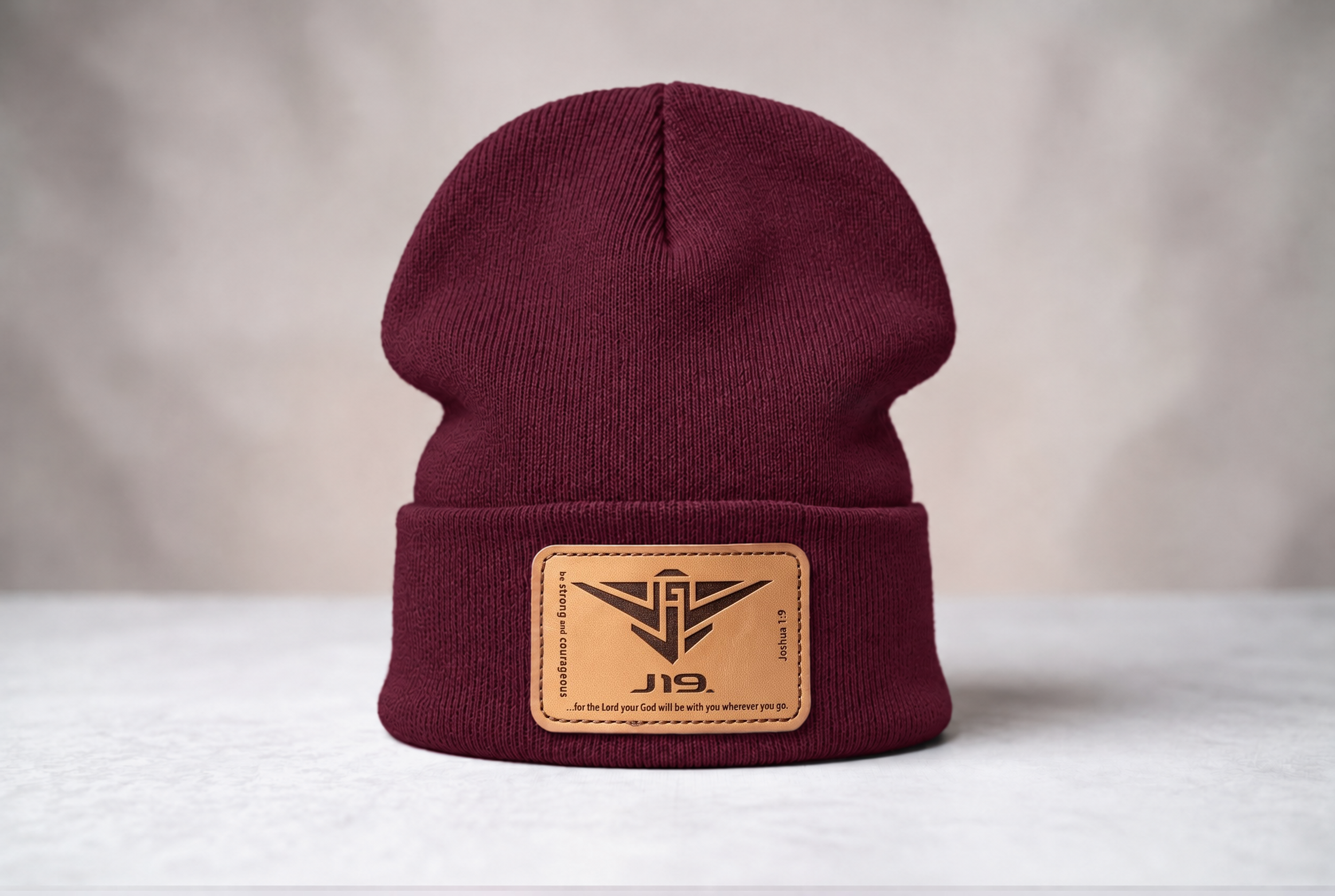 Maroon Beanie with J19 Leather Patch.png
