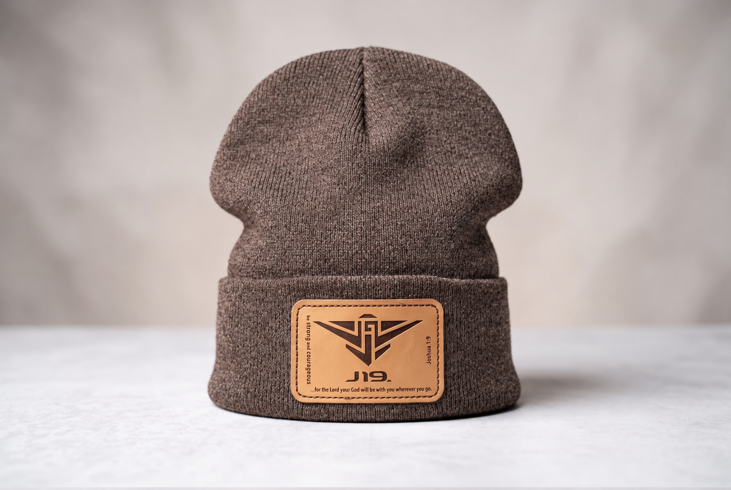 Heather Brown Beanie with Leather Patch.png